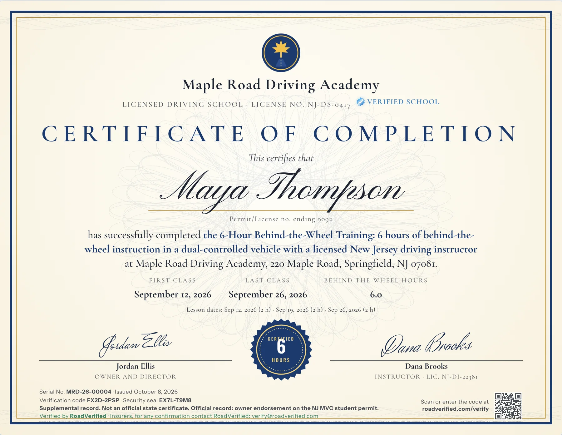Classic certificate design with double border and seal