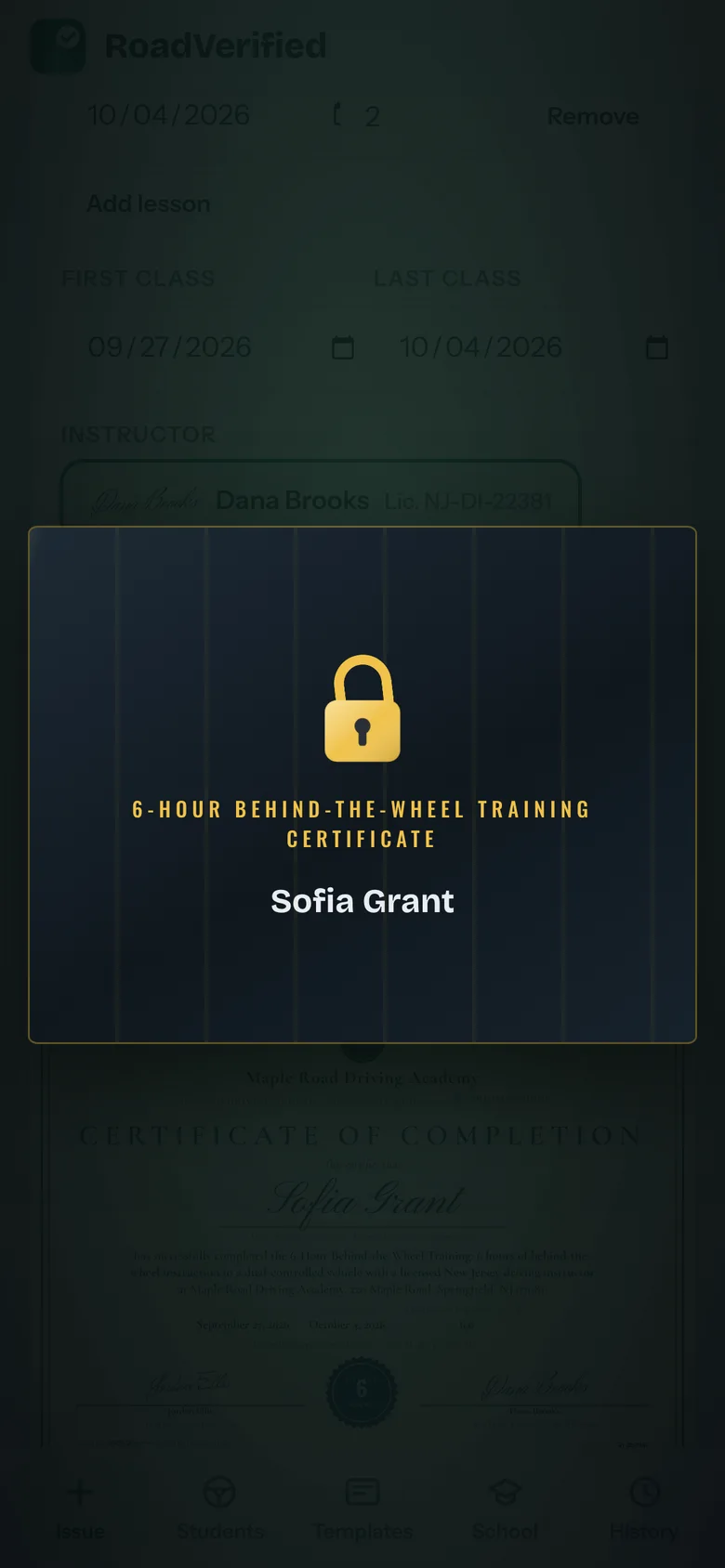 Phone: locked certificate